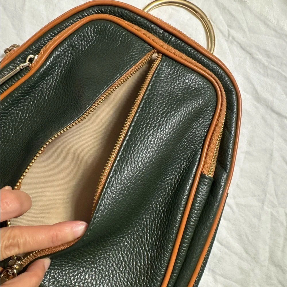 Valentina Dark Green with Brown Italian Small Backpack
